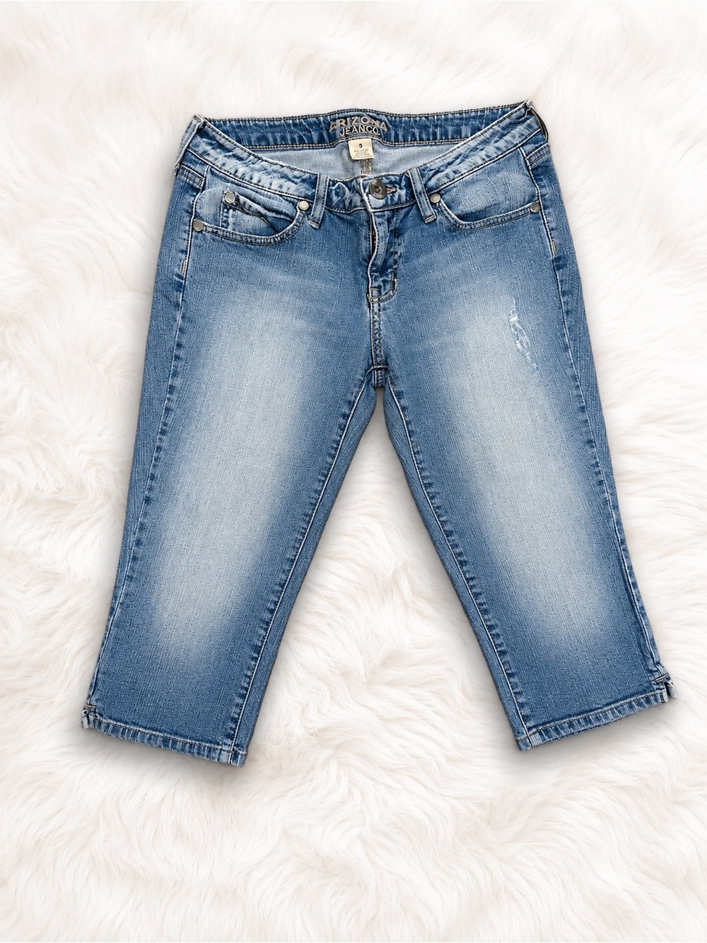 Arizona Jean Co Juniors Capri Jeans Size 9 Medium Wash Stretch Denim Y2K Casual